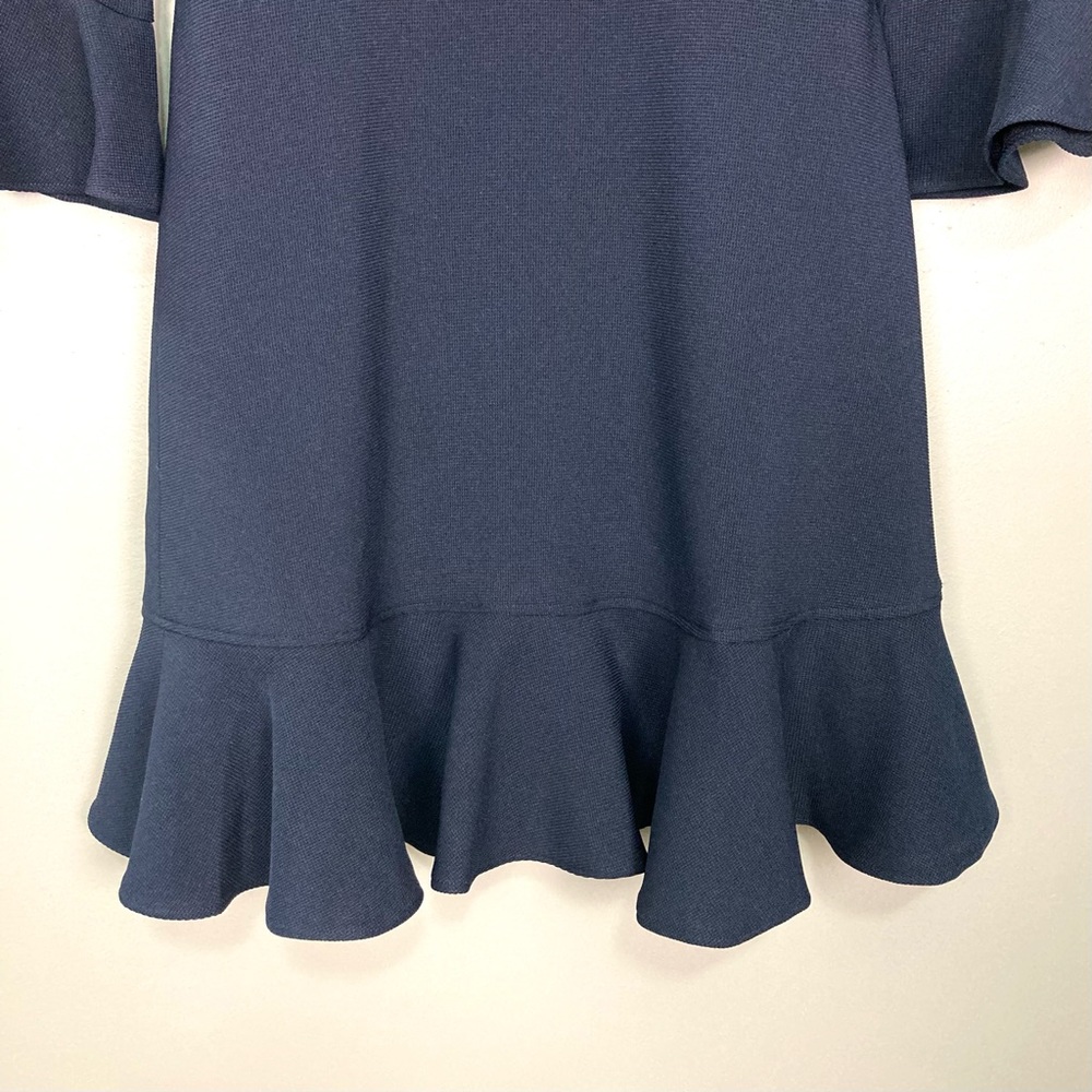 Eliza J Bell Sleeve Fit & Flare Dress Women’s Size 2 Knit Ruffled Peplum Hem - Picture 5 of 9